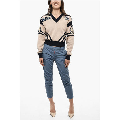 Dsquared² V-Neck Cotton Sweatshirt With Embroidered Logo