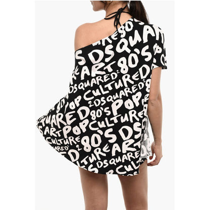 Dsquared² All-Over Logo Two-Tone Mini Beach Cover-up Dress