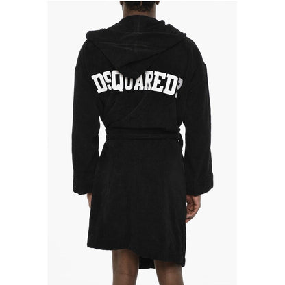 Dsquared² Terry Cottton Bathrobe with Belt and Hood