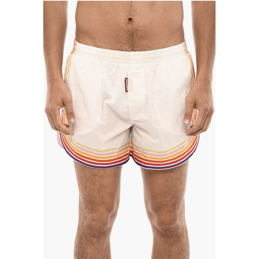 Dsquared² Stripe Print MIDI Boxer Swim Shorts