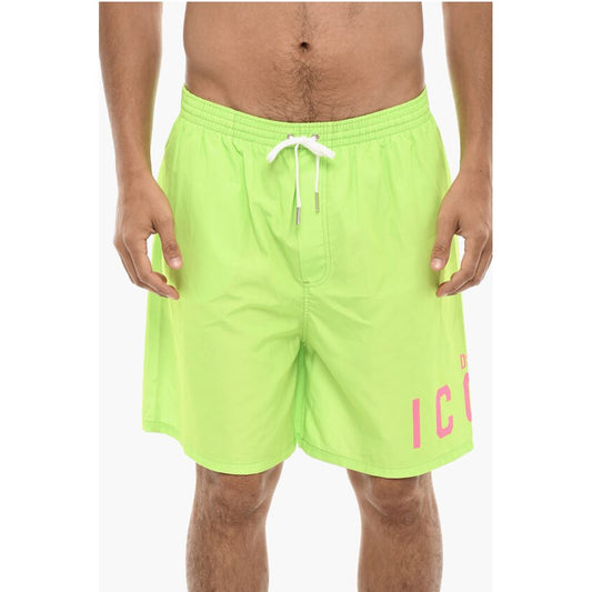 Dsquared² Neon Swim Shorts With Logo Print