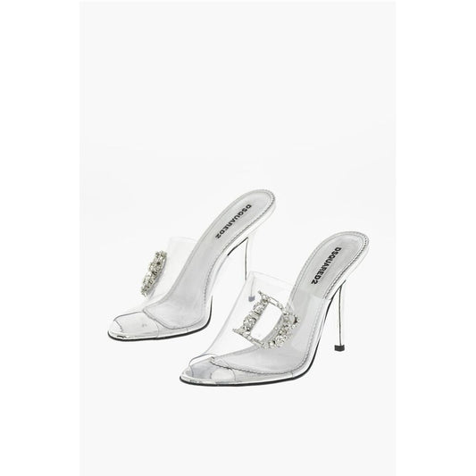Dsquared² Open Toe TRANSPARENT QUEEN Sabot With Rhinestoned Logo 11 cm