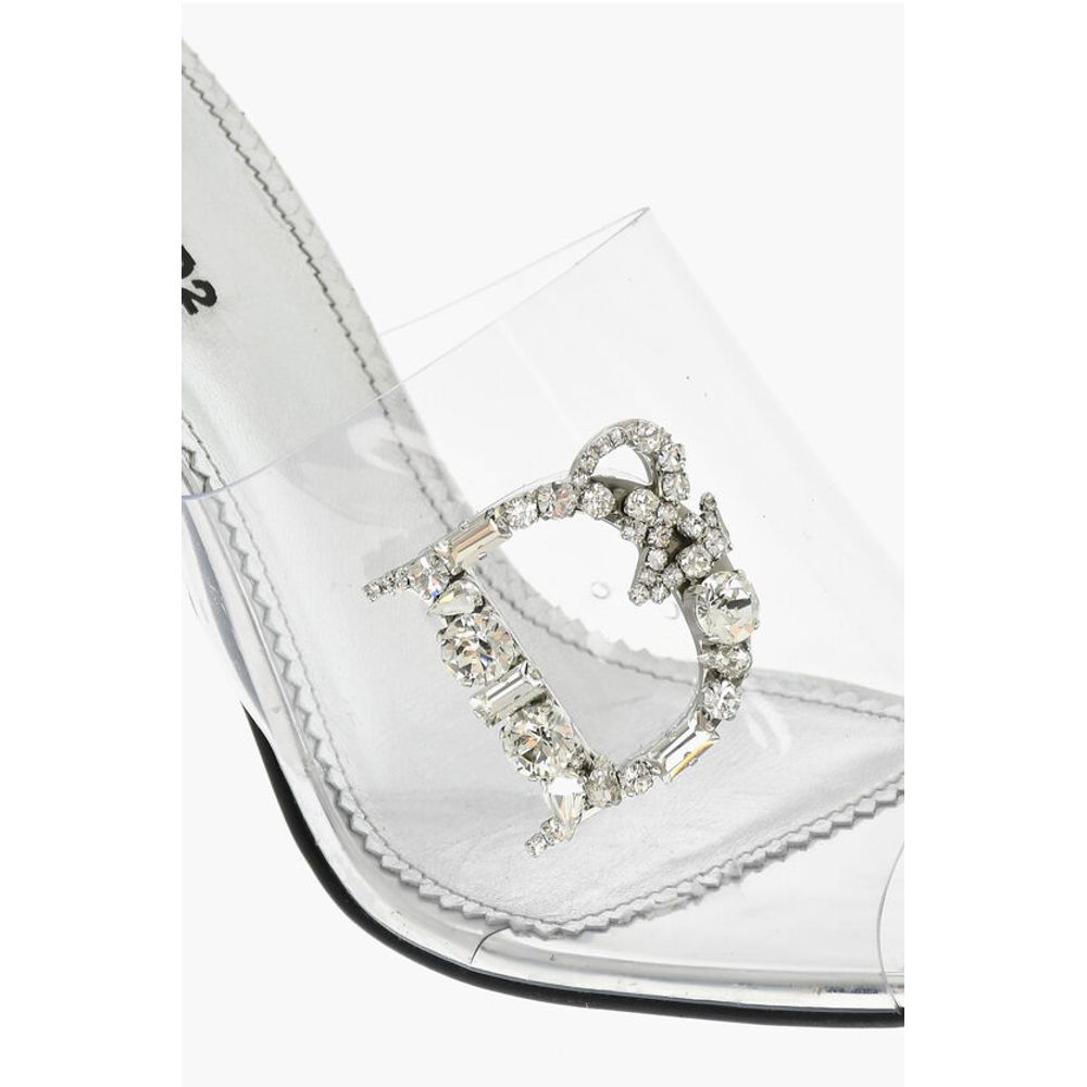 Dsquared² Open Toe TRANSPARENT QUEEN Sabot With Rhinestoned Logo 11 cm