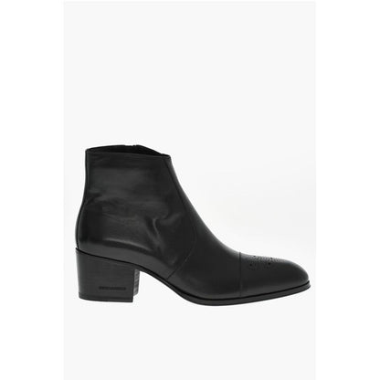 Dsquared² Leather VINTAGE Boots With Brogues Details Heel 6 cm