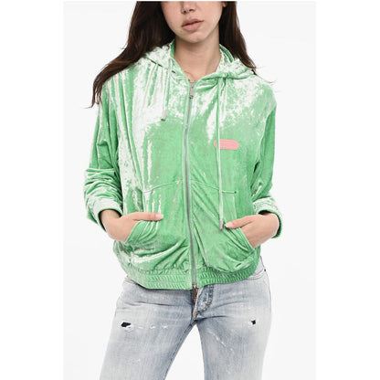Dsquared² Velvet Hoodie with Zip Closure