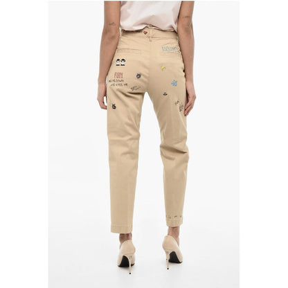Dsquared² Cotton Twill Pants with Rhinestone Logo