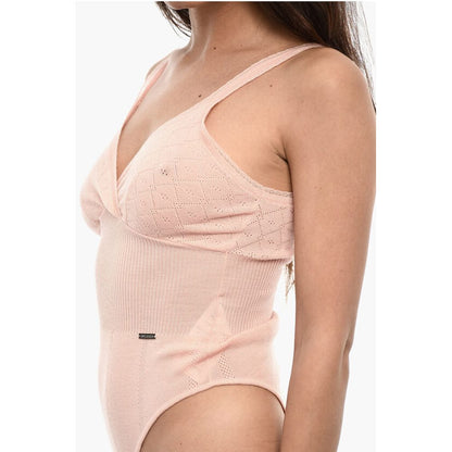 Dsquared² V-Neck Perforated Wool Body With Ribbed Details