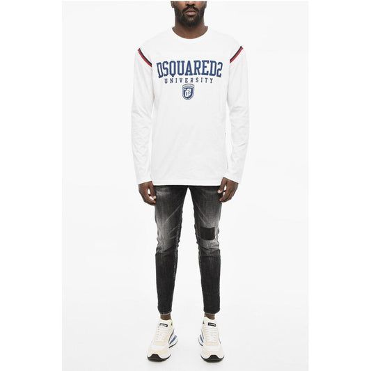 Dsquared² Long Sleeve Printed Crew Neck T-shirt
