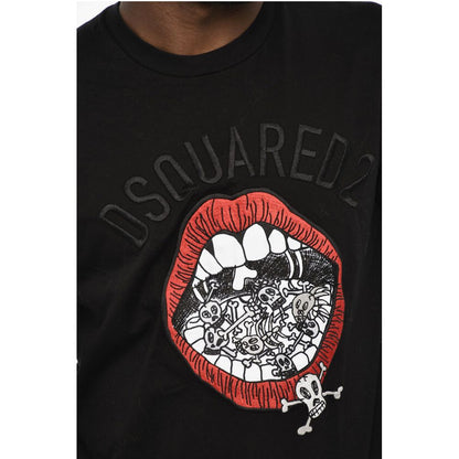 Dsquared² Cotton Crew-neck T-shirt with Frontal Embroidery