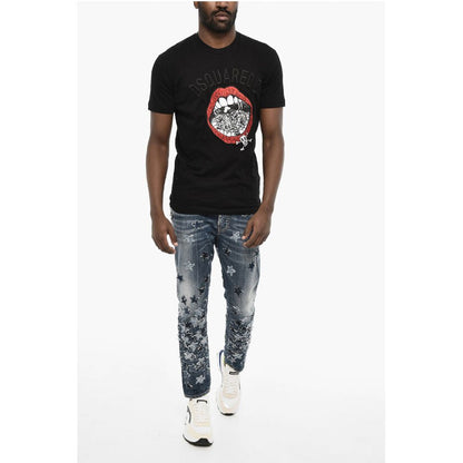 Dsquared² Cotton Crew-neck T-shirt with Frontal Embroidery