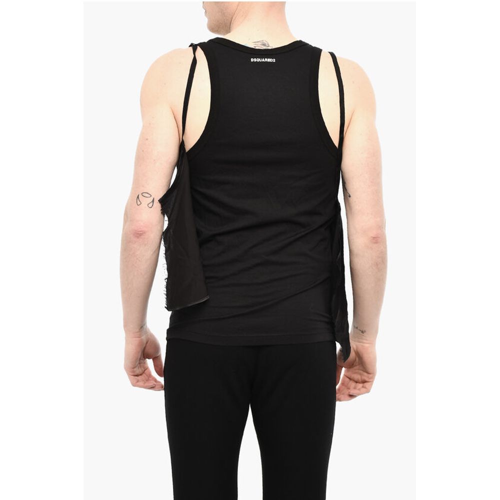 Dsquared² Silk Blend Underwear Tank Top With Lace Hem