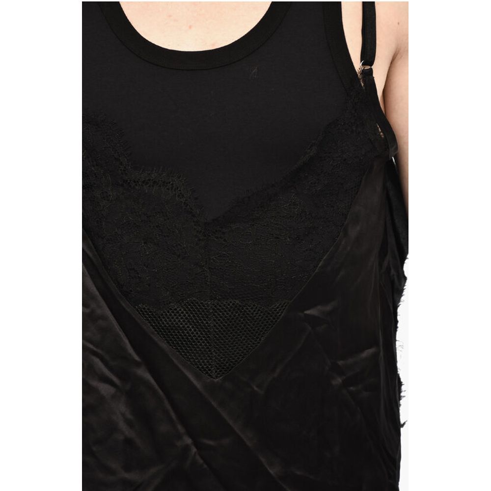 Dsquared² Silk Blend Underwear Tank Top With Lace Hem