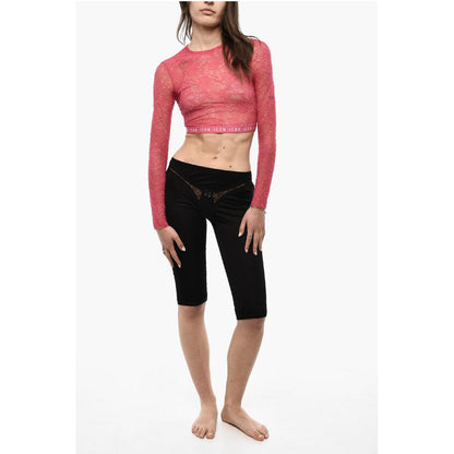 Dsquared² Lace Cropped Top with Logoed Band