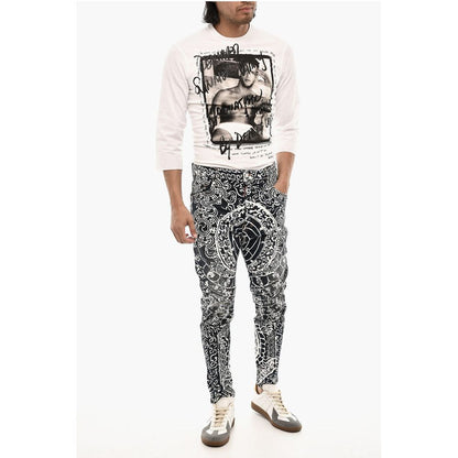 Dsquared² Slim Fit High Waisted Jeans With Allover Print 16 cm