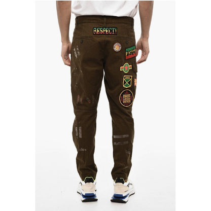 Dsquared² Vintage Effect Cargo Pants with Patches Embroidery