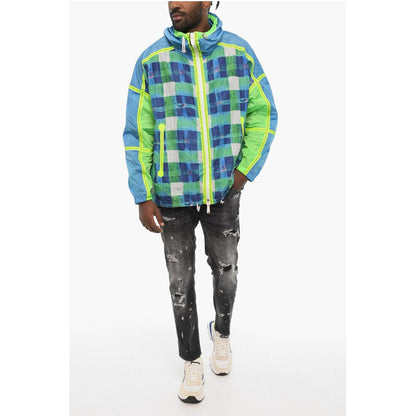 Dsquared² Acid Wash Effect Check Jacket with Hood