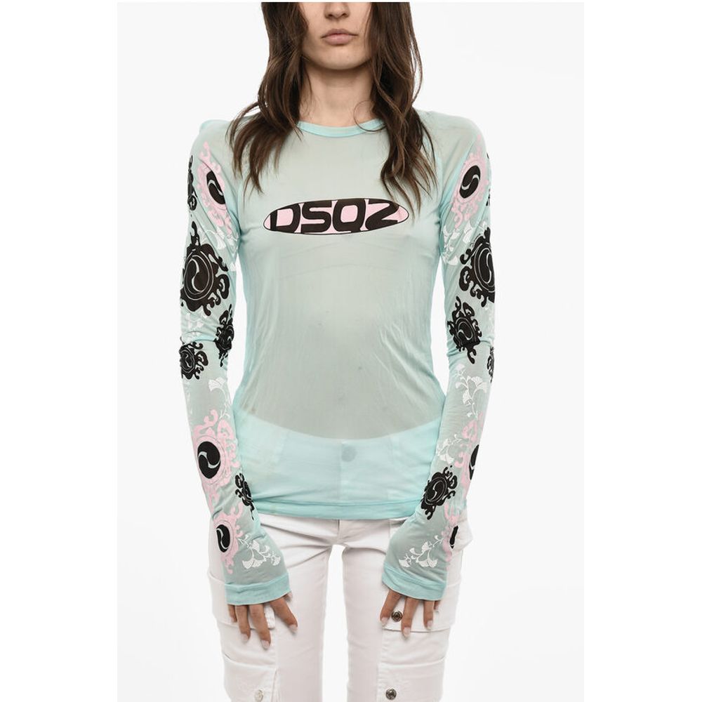 Dsquared² Mesh Printed Long Sleeved Top