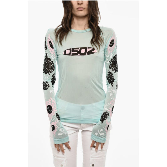 Dsquared² Mesh Printed Long Sleeved Top