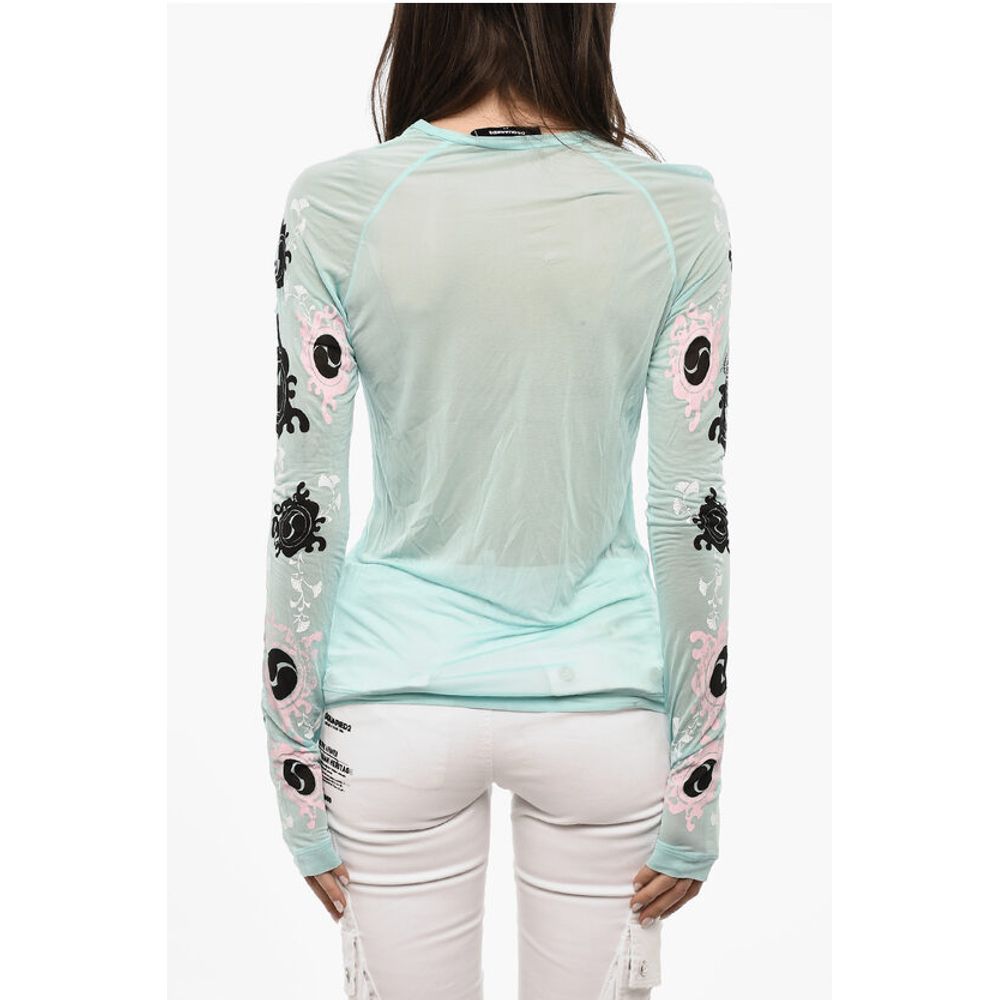 Dsquared² Mesh Printed Long Sleeved Top