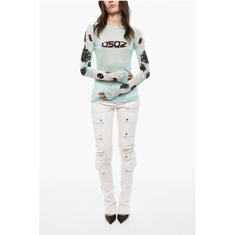 Dsquared² Mesh Printed Long Sleeved Top