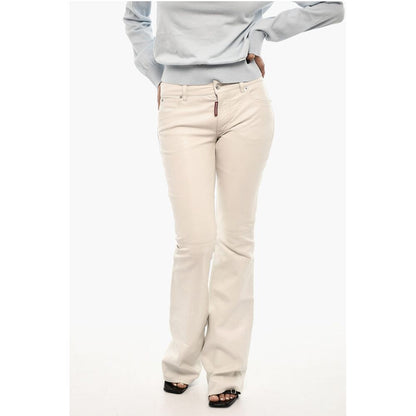 Dsquared² Mid-Waist Boot Cut Leather Pants