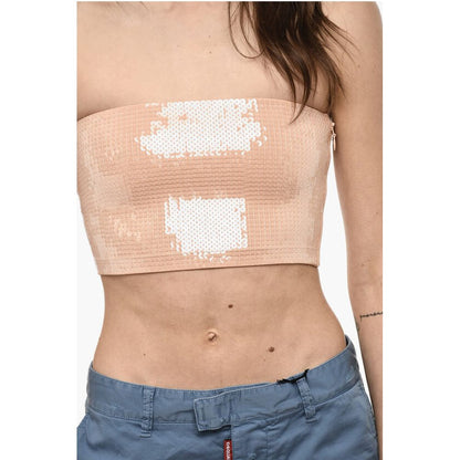 Dsquared² Strapless Sequined Cropped Top
