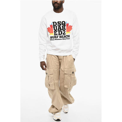 Dsquared² Fleeced-Cotton Crew-Neck Sweatshirt with Print