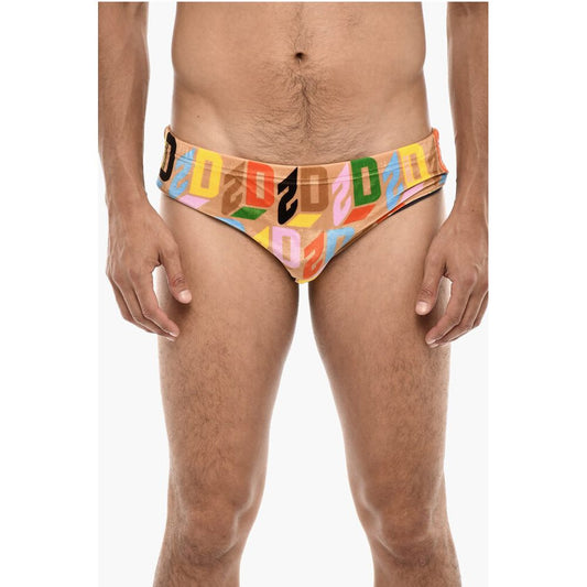 Dsquared² Slip Velour Swimsuit Allover Logo