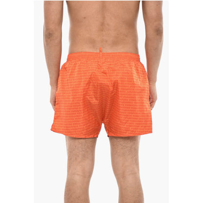 Dsquared² Boxer Swim Shorts With Allover Logo Print