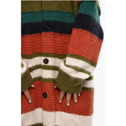 Dsquared² Striped Wool Blend Long Cardigan