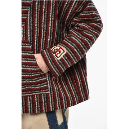 Dsquared² Hooded Padded Striped Wool Anorak
