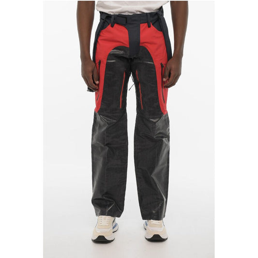Dsquared² Coated Cotton Pants with Nylon Details and Suspenders