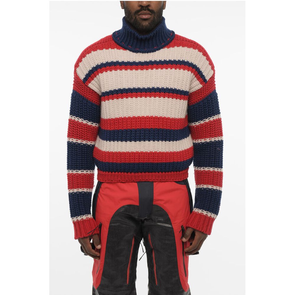 Dsquared² Tricolor Wool and Cashmere Turtleneck Sweater
