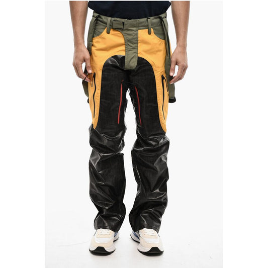 Dsquared² Coated Cotton Tricolor Casual Pants with Suspenders
