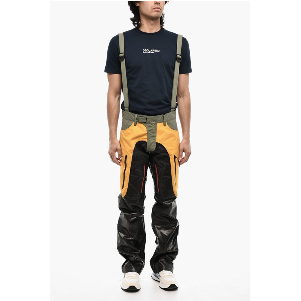 Dsquared² Coated Cotton Tricolor Casual Pants with Suspenders