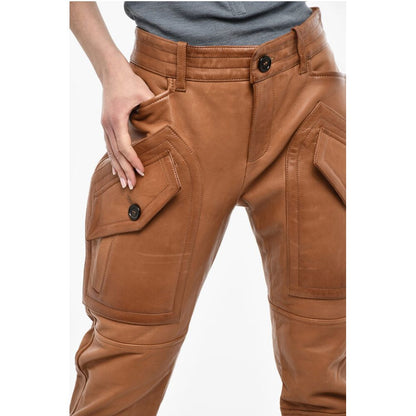 Dsquared² Leather Pants With Side Pockets
