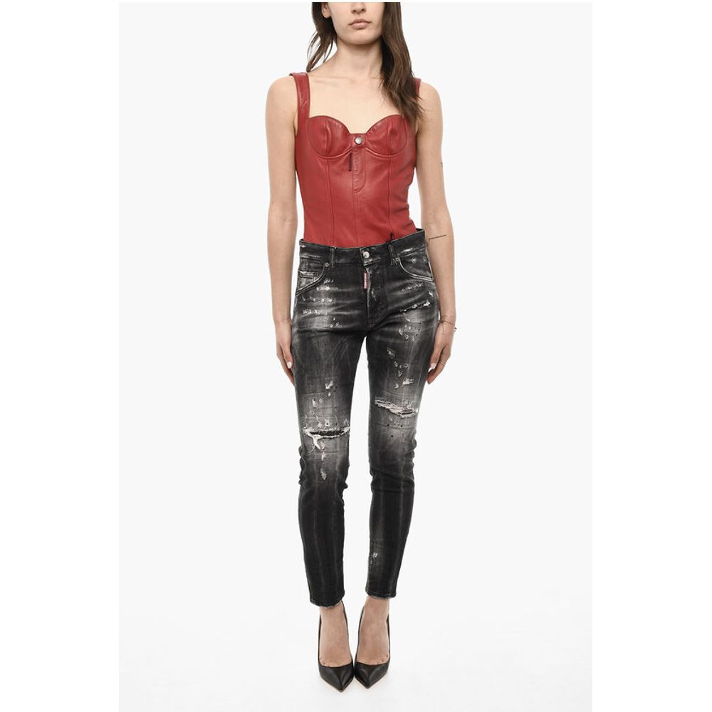Dsquared² Bleached Effect Skinny Fit DAN Distressed Jeans