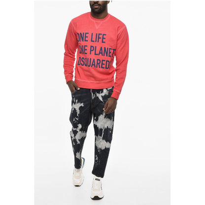 Dsquared² Cotton Crew-neck Sweatshirt with Frontal Maxi Print