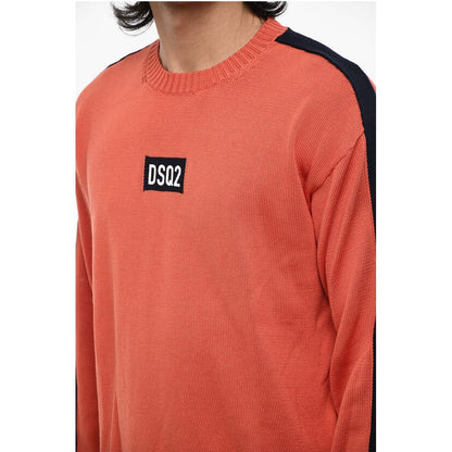 Dsquared² Asymmetrical Cut Crew-Neck Sweater with Contrasting Band