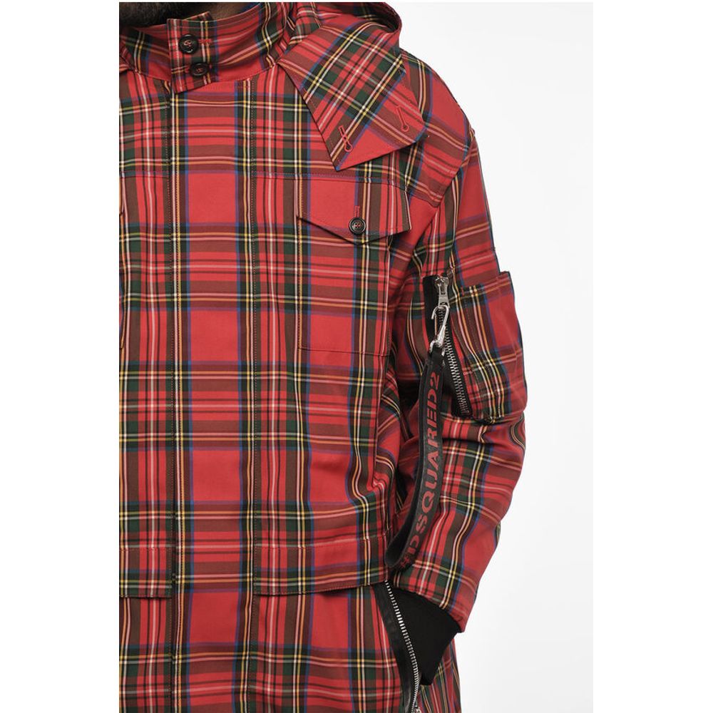 Dsquared² Checked Maxi Coat with Hidden Closure