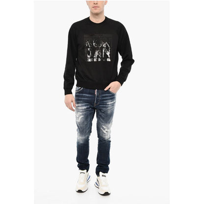 Dsquared² Cotton Blend Sweatshirt with Sequined Monogram