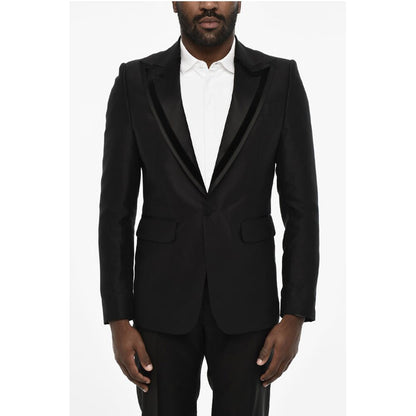 Dsquared² wool and silk side vents peak lapel 1-button blazer