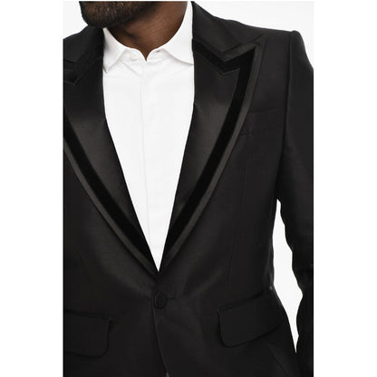 Dsquared² wool and silk side vents peak lapel 1-button blazer