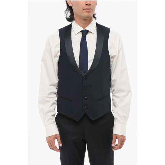 Corneliani CODE Virgin Wool Vest with Satin Detail