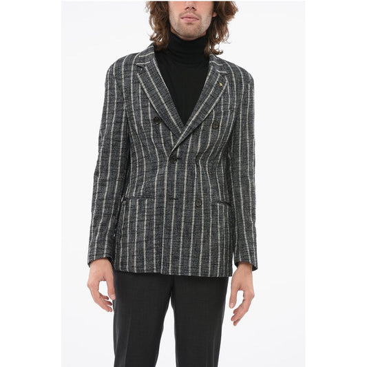 Corneliani CC COLLECTION Unlined Striped RESET Double-breasted Blazer
