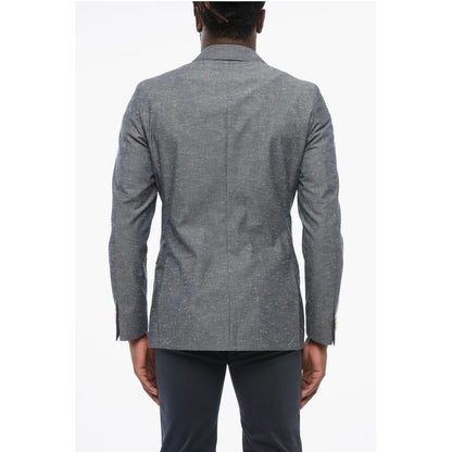 Corneliani CC COLLECTION Side Vents Peak Lapel Double Breasted Blazer