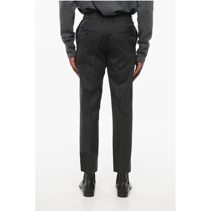 Celine Pinstriped Wool Pants with Belt Loops