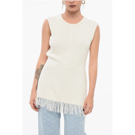 Loulou Studio Sleeveless Top with Fringed Bottom