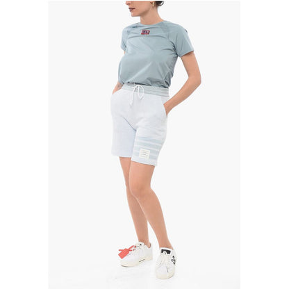 Thom Browne Drawstringed Silk Blend Shorts with Awning Motif