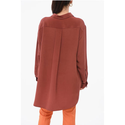 Super Blond Silk Oversized Shirt with Asymmetric Hem